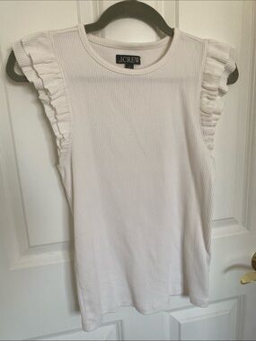 J. Crew Women's Ivory Ribbed Ruffle Sleeve Tank Size S